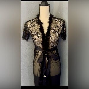 Elegant Black Sheer Lace rob Jumpsuit